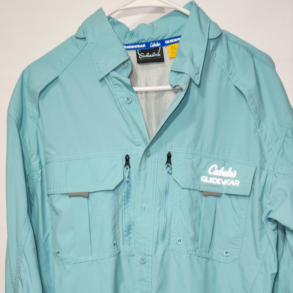 Cabelas Guide Gear Fishing Shirt Mens Size M 100% Nylon Vented back E4